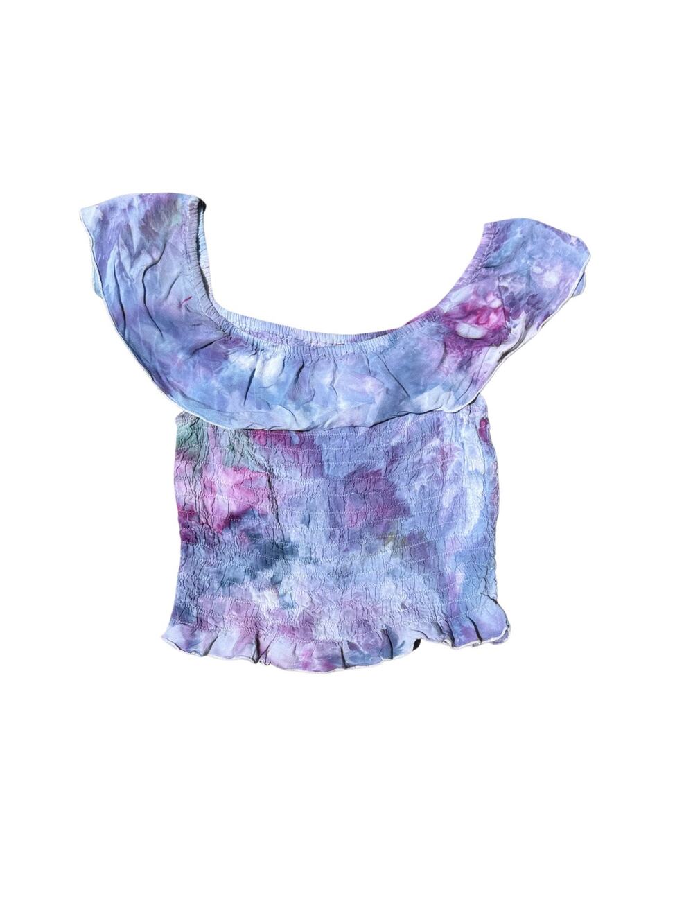 Tie Dye Wide Neck Stretchy Shirt | Geode Tie - Ice Dye | Sustainable Fashion